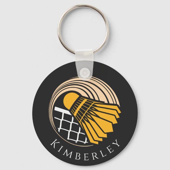 Personalised Badminton Modern Player Coach Birdie Key Ring (Front)
