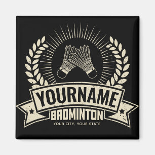 Personalised Badminton Player Name Racquet Sports Magnet