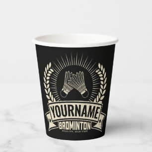 Personalised Badminton Player Name Racquet Sports  Paper Cups