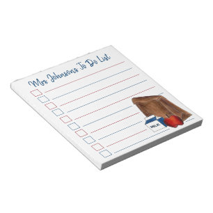 Personalised Bag Lunch Apple School Teacher List Notepad