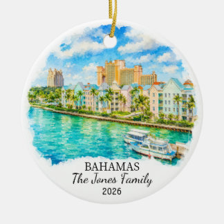 Personalised Bahamas Ceramic Ornament, Custom Cari Tree Decoration