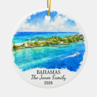 Personalised Bahamas Ceramic Ornament, Custom Cari Tree Decoration