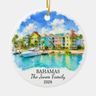 Personalised Bahamas Ceramic Ornament, Custom Cari Tree Decoration