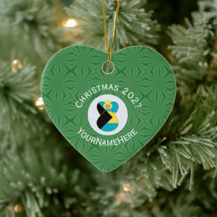 Personalised Bahamian Angel Christmas Flag  Ceramic Tree Decoration
