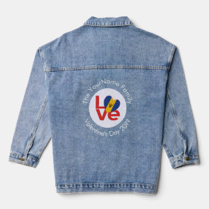 Personalised Bajan Red LOVE Flag Denim Jacket