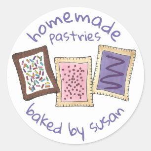 Personalised Baked By Homemade Toaster Pastries Classic Round Sticker