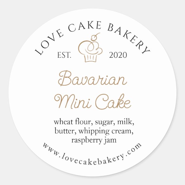 Personalised Baked Goods Classic Round Sticker (Front)