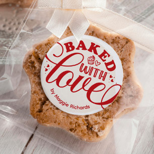 Personalised Baked With Love Baking Classic Round Sticker
