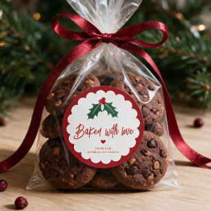 Personalised Baked with Love Christmas Baking Classic Round Sticker