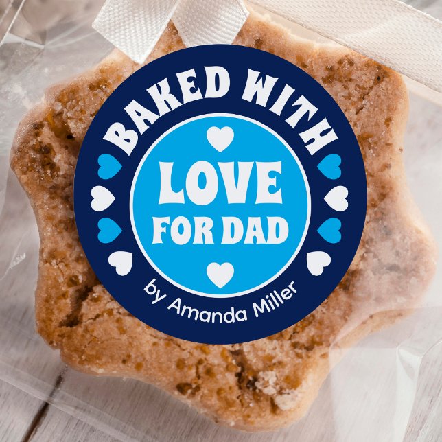Personalised Baked With Love Father's Day Baking Classic Round Sticker (Creator Uploaded)