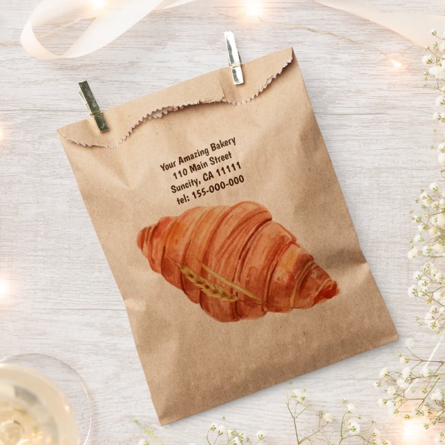 Personalised Baker Bakery Business Logo Croissant  Favour Bags (Clipped)