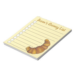 Personalised Baker Grocery List Croissant Pastry Notepad