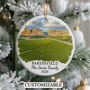 Personalised Bakersfield Ornament, California Ceramic Tree Decoration