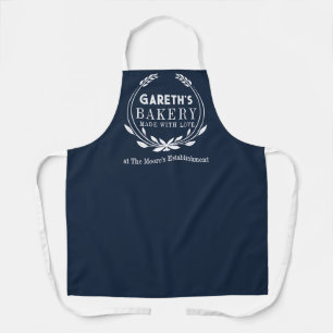 personalised Bakery Apron with wreath