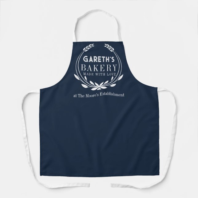 personalised Bakery Apron with wreath (Front)