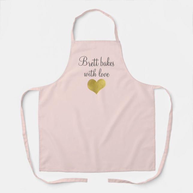 Personalised Bakes With Love Home Baker's Pink Apr Apron (Front)