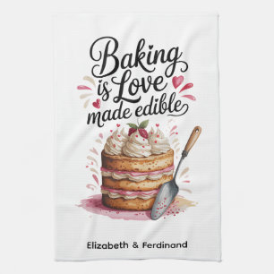 Personalised Baking is Love Made Edible Tea Towel