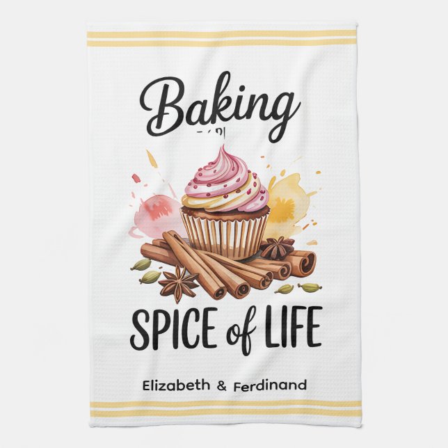 Personalised  Baking is the Spice of Life Towel (Vertical)