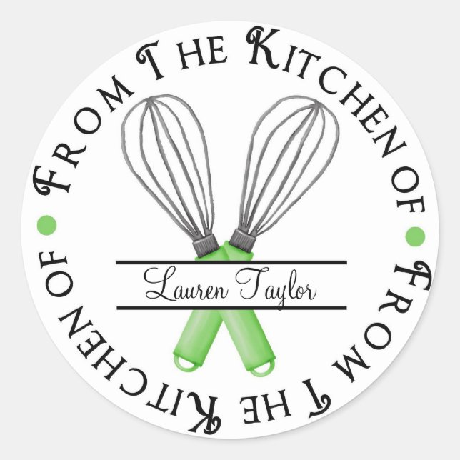 Personalised Baking Whisk Kitchen Stickers (Front)