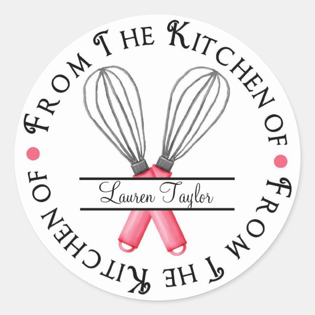 Personalised Baking Whisk Kitchen Stickers (Front)