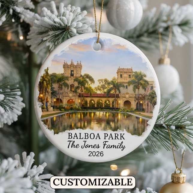Personalised Balboa Park, Custom California Ceramic Tree Decoration (Creator Uploaded)