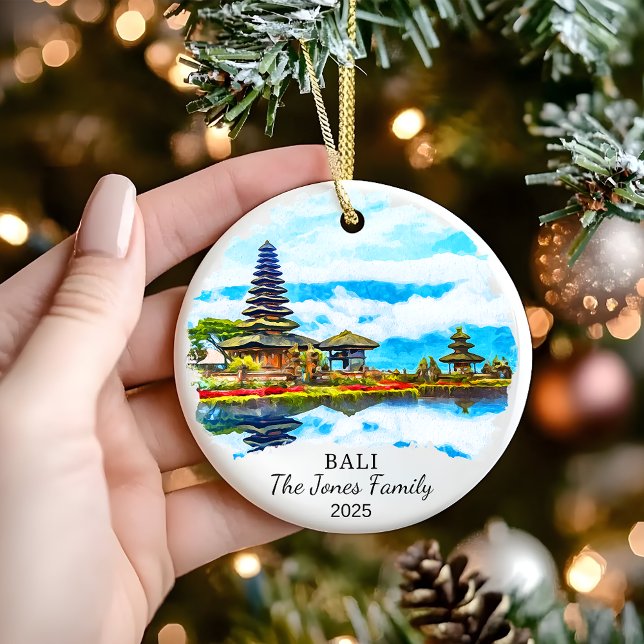 Personalised Bali Ornament, Bali Gift Ceramic Tree Decoration (Creator Uploaded)