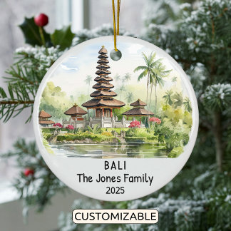 Personalised Bali Ornament, Oceania Ceramic Tree Decoration