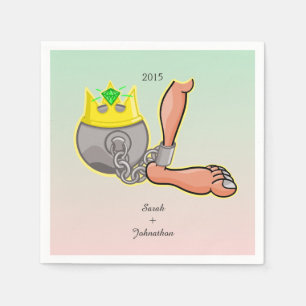 Personalised Ball And Chain Wedding Favour Napkin