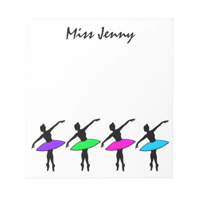 Personalised Ballerina Ballet Dance Notepad (Front)