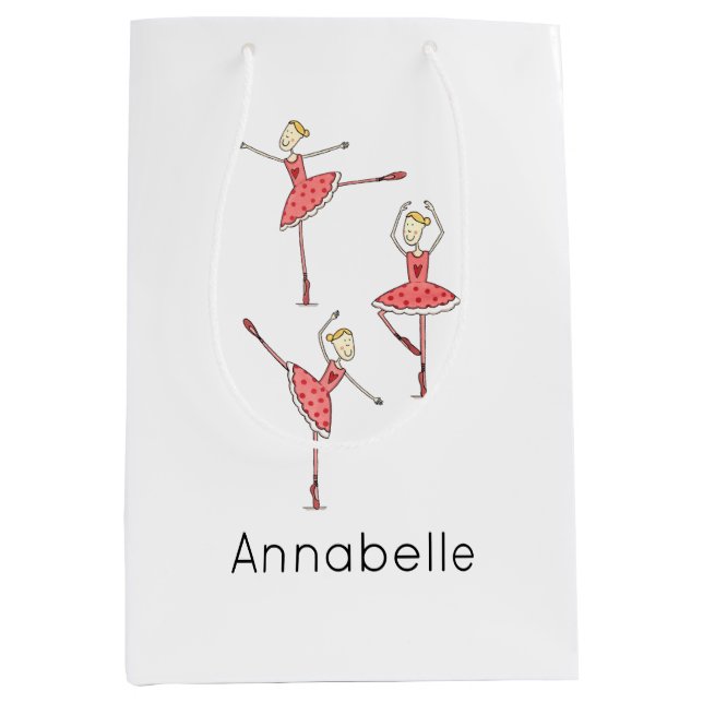 Personalised Ballerina Ballet Dancer Medium Gift Bag (Front)