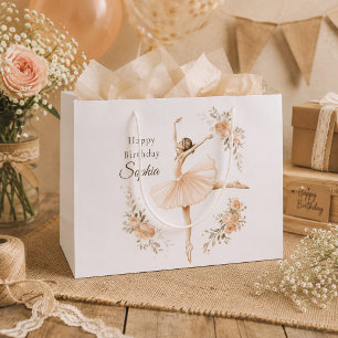 Personalised Ballerina Birthday Blush Floral  Large Gift Bag