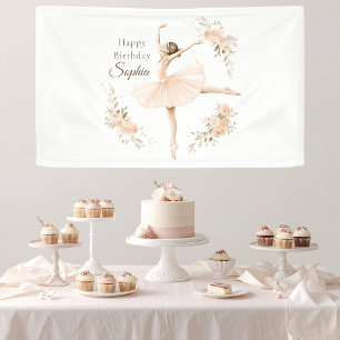 Personalised Ballerina Birthday Blush Floral Party Banner