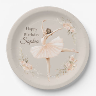 Personalised Ballerina Birthday Plate Blush Floral