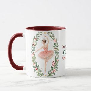 Personalised Ballerina Botanical Wreath Christmas Mug