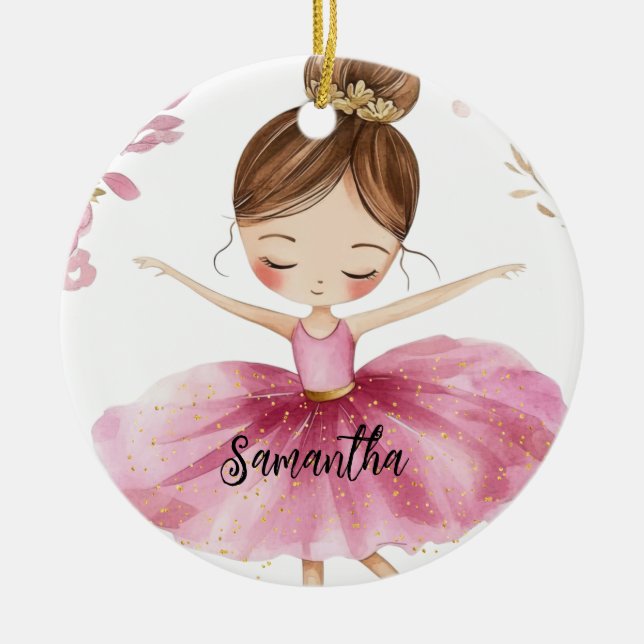 Personalised Ballerina Ceramic Tree Decoration (Front)