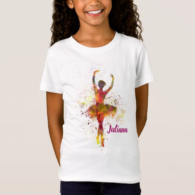 Personalised Ballerina Dance Girls Pretty T-shirt (Front)