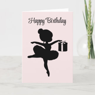 Personalised Ballerina Holding A Gift Birthday Card