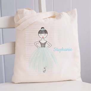 Personalised Ballerina in Blue Tote Bag