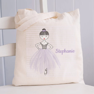 Personalised Ballerina in Purple Tote Bag