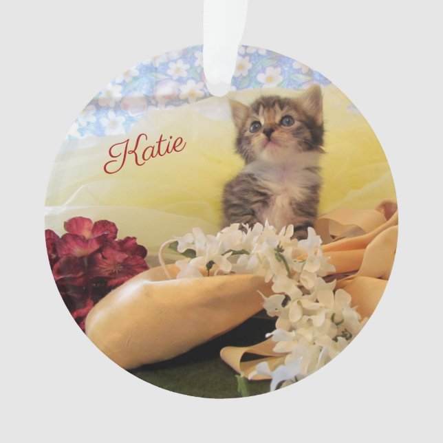 Personalised Ballerina Kitten Kate - Acrylic Ornament (Front)