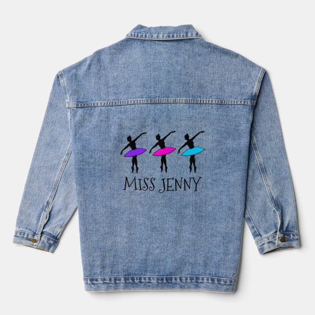 Personalised Ballerina Pointe Ballet Dance Teacher Denim Jacket (Back)