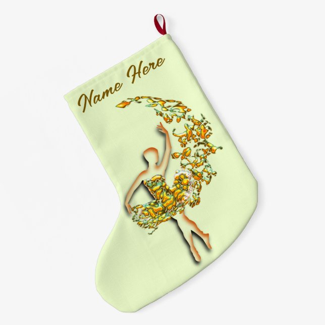 Personalised Ballet Dancer Girl Christmas Stocking (Back (Hanging))