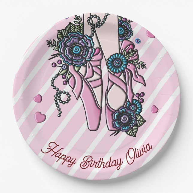 Personalised Ballet Shoes Paper Plate (Front)