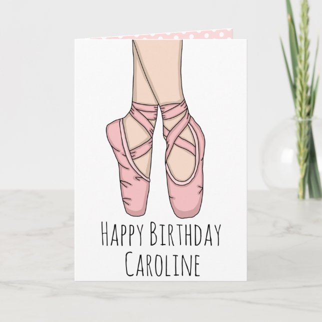 Personalised Ballet Slippers Ballerina Birthday Card (Front)