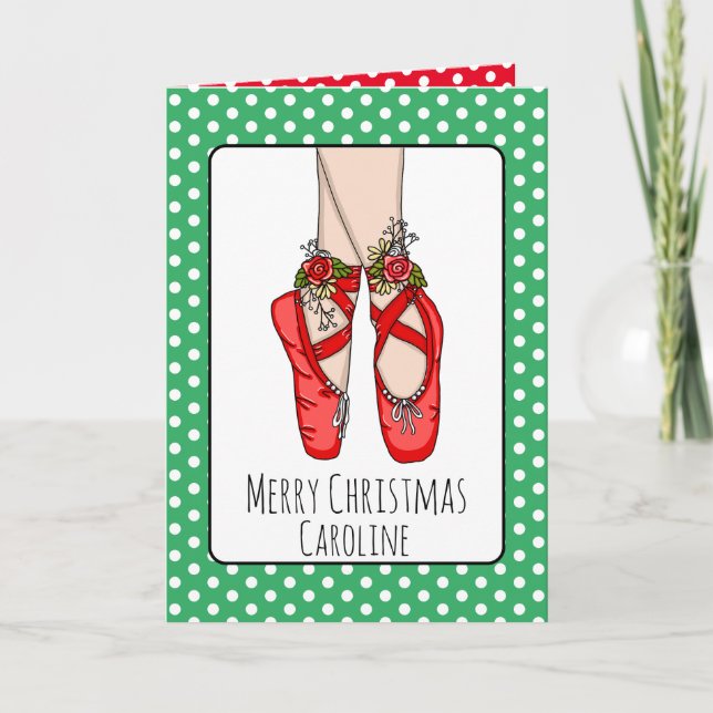 Personalised Ballet Slippers Christmas Card (Front)