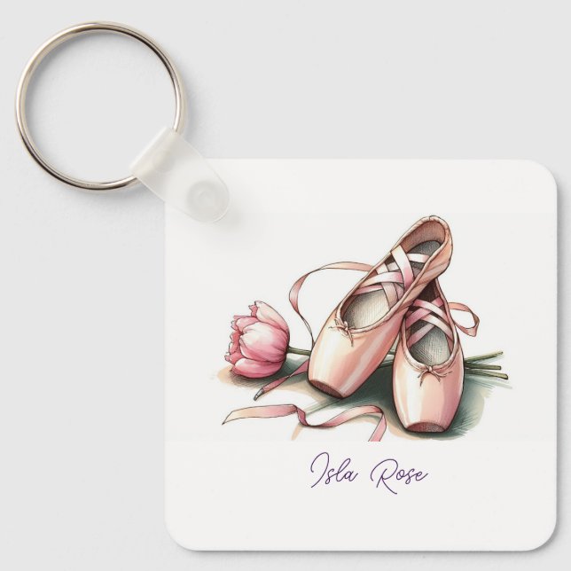 Personalised Ballet Slippers Keychain (Front)