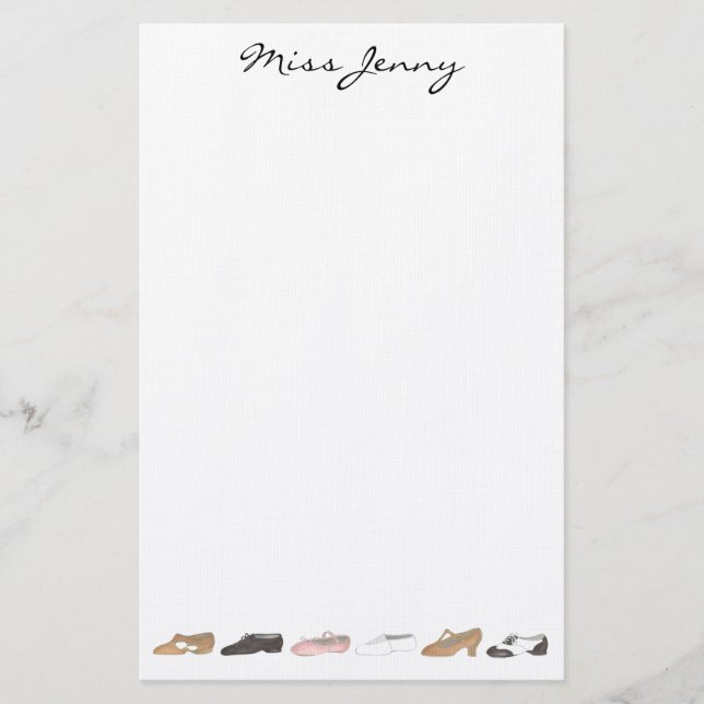Personalised Ballet Tap Dance Shoes Teacher Gift Stationery (Front)