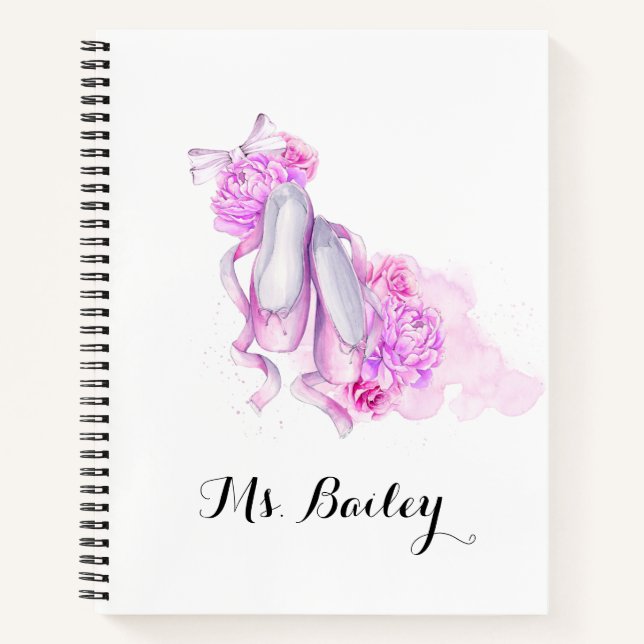 Personalised Ballet Teacher Watercolor Notebook (Front)