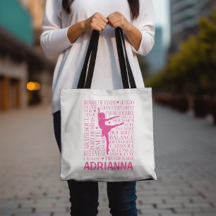 Personalised Ballet Tote Bag in Pink