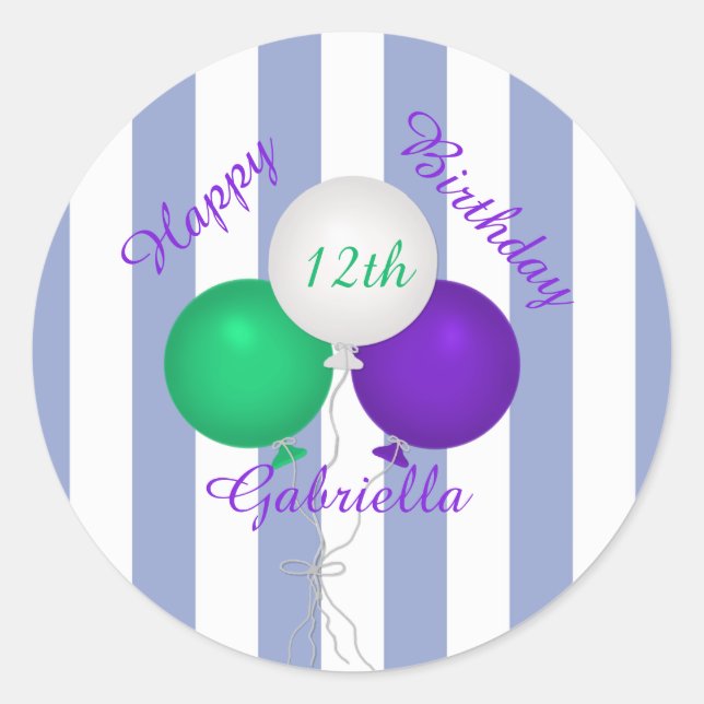 Personalised Balloon Birthday Stickers (Front)